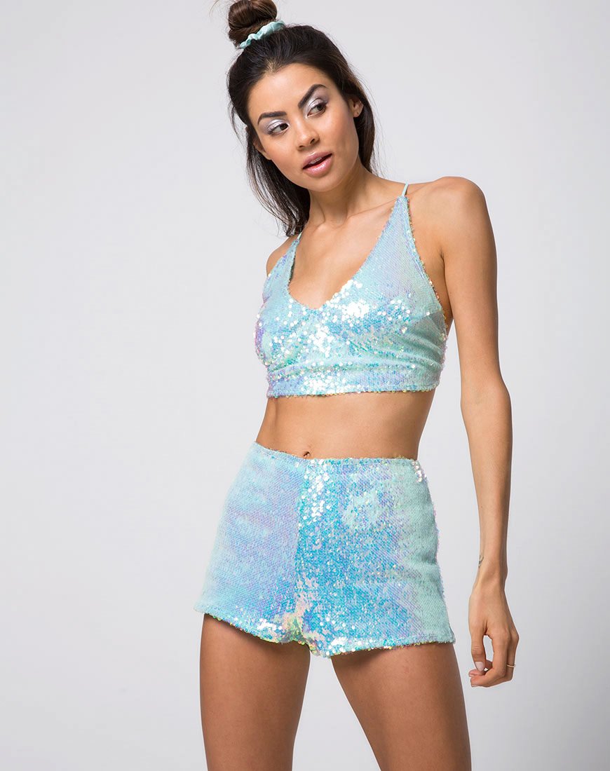 Bild von Angel Crop Top in Fishcale Pailletten Candy Unicorn