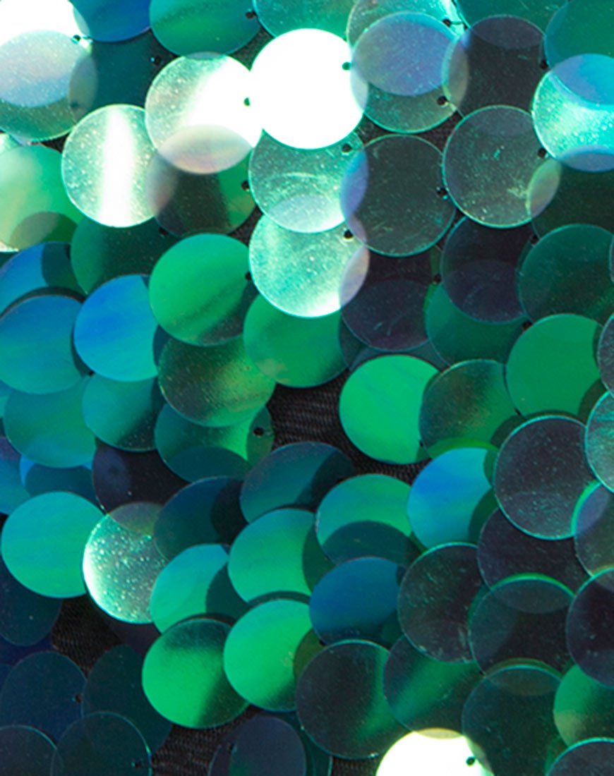 Bild von Angel Crop Top in Fischschuppen Scheibe Pailletten Aqua Iridescent