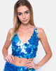 Image of Angel Crop Top aus Fischschuppen mit Pailletten Marine