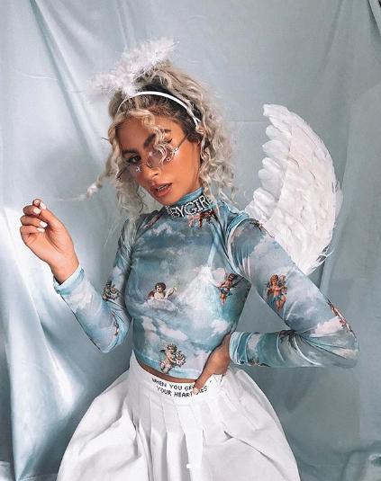 Bild von Lara Crop Top in Angel Sky Blue Mesh