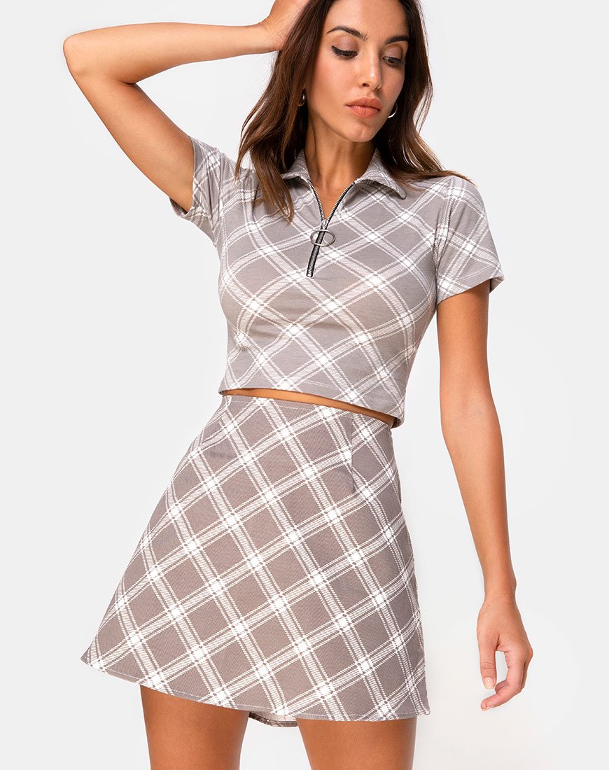 Annie Rock in Grunge Check Taupe
