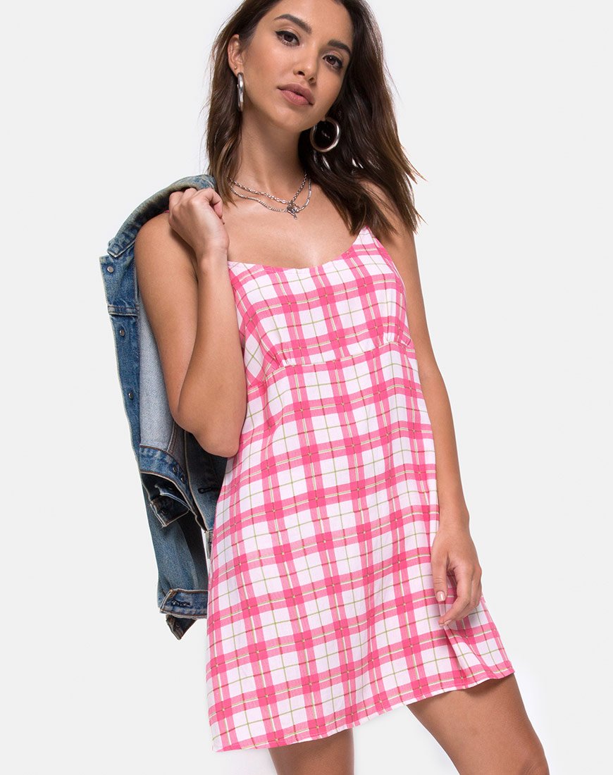 Anoma Slip Dress in Picknick-Karo Rosa