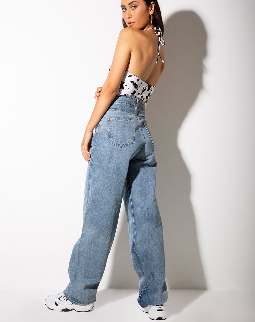 Image of April Crop Top in Mini Cow Schwarz und Weiß