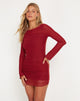 image of Aspen Langärmeliges Minikleid aus Mesh Burgundy
