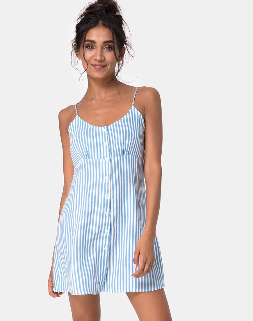 Auvaly Slip Dress in Basic Stripe Blau und Weiß
