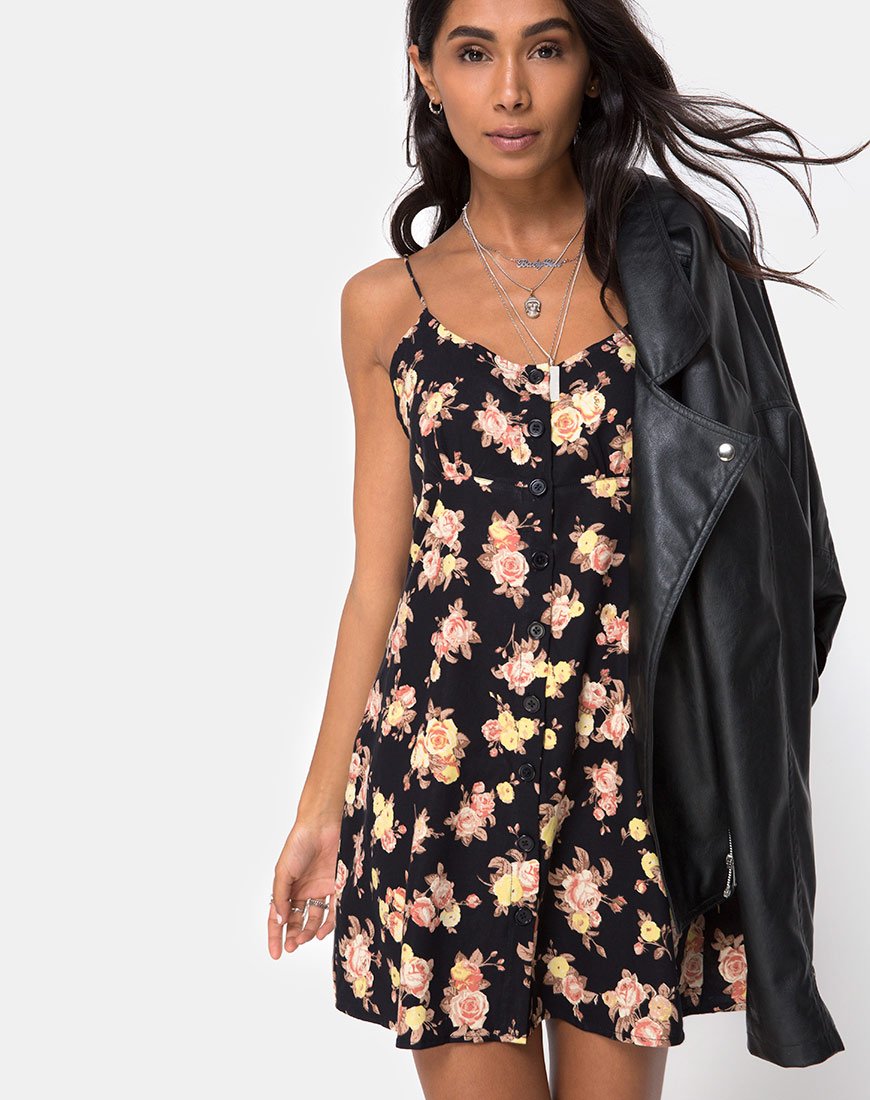 Auvaly Slip Dress in Antik Rose Schwarz