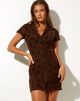 Image of Avalo Minikleid in braunem Flock Daisy Mesh