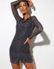 Image of Avaya Kleid aus Mesh Diagonal Dogtooth Schwarz und Tan