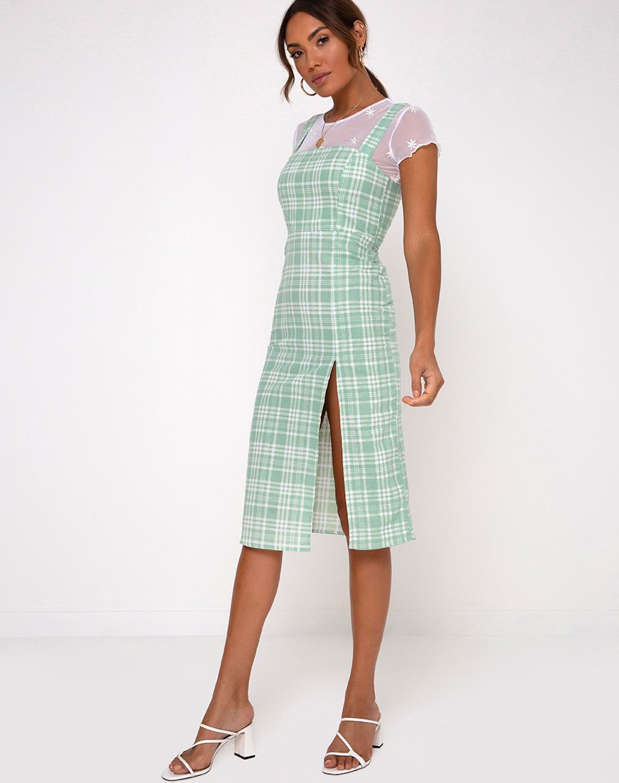 Image of Ayuka Midikleid aus Tischtuch Neo Mint