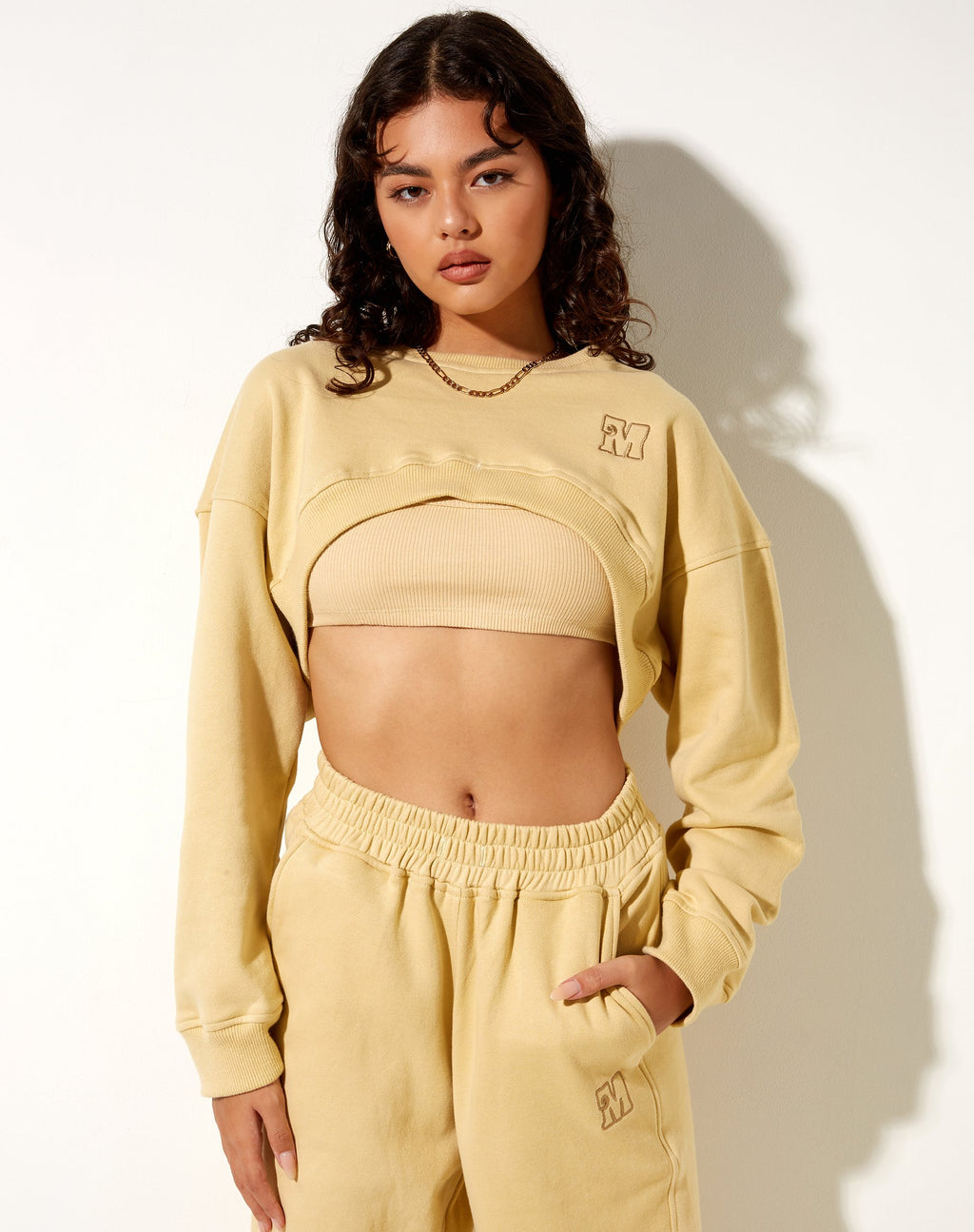 Bacel Gekürztes Sweatshirt in Custard M Embro