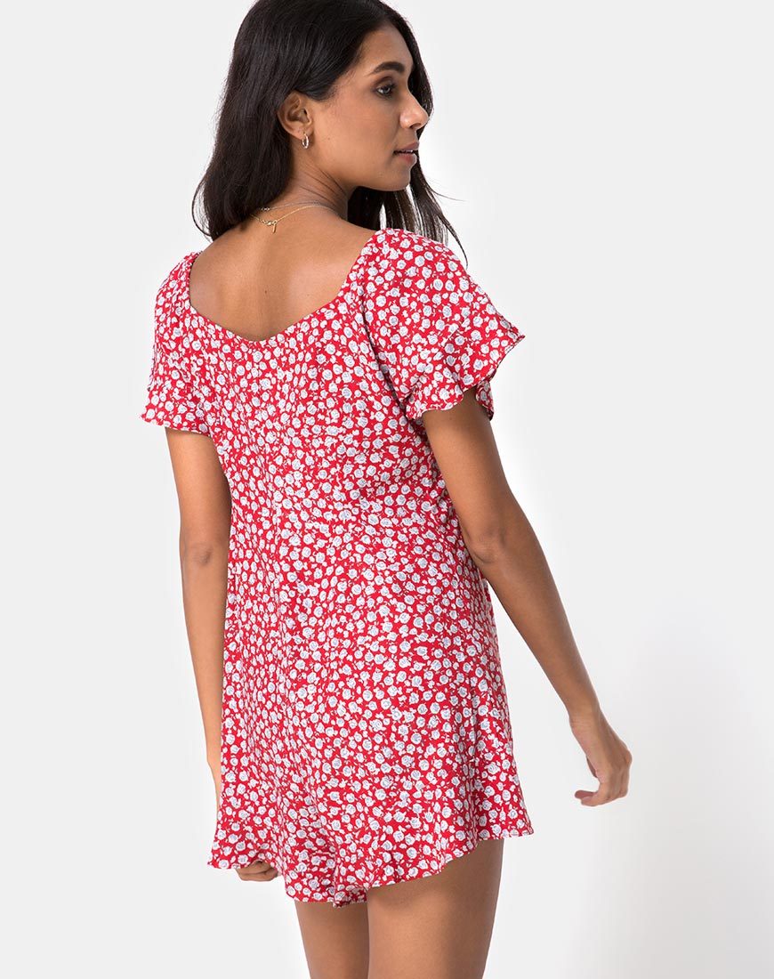 Bild von Bae Playsuit in Ditsy Rose Rot und Silber