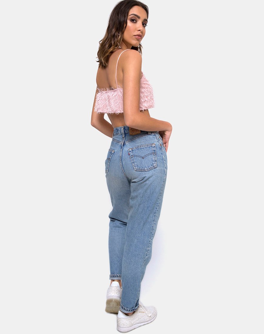 Image of Balien Crop Top mit Fransen Sugar Pink