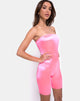 Bild von Bandeau Unitard in Fluro Pink Satin