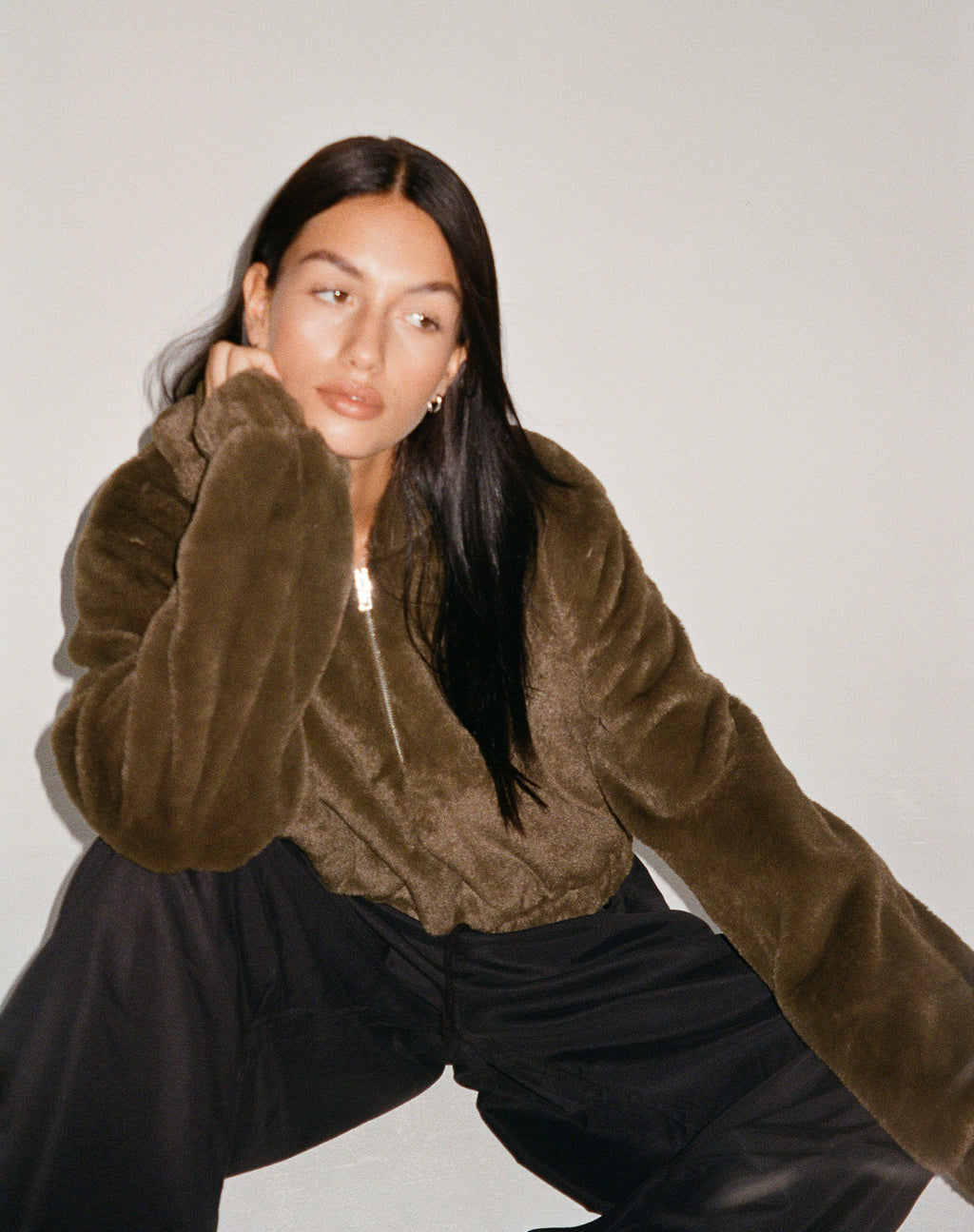 Banowa Zip Up Jacke in Olive
