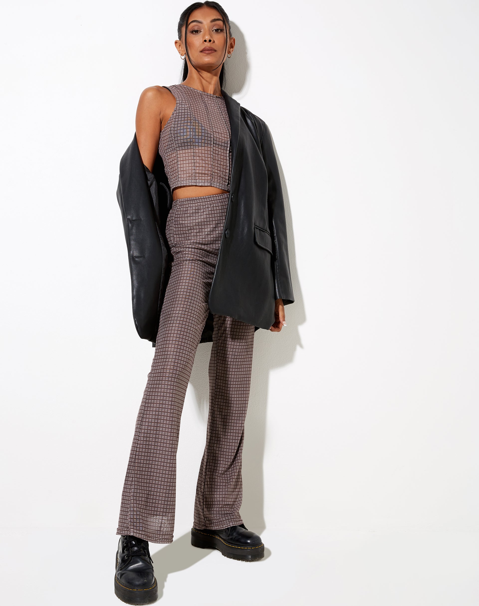 Bild von Barika Top in Mini Check Schokolade