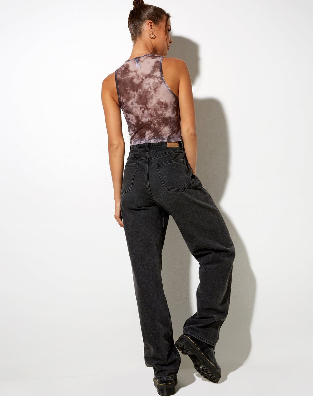 Barika Top aus Mesh Smoke Schwarz Grau