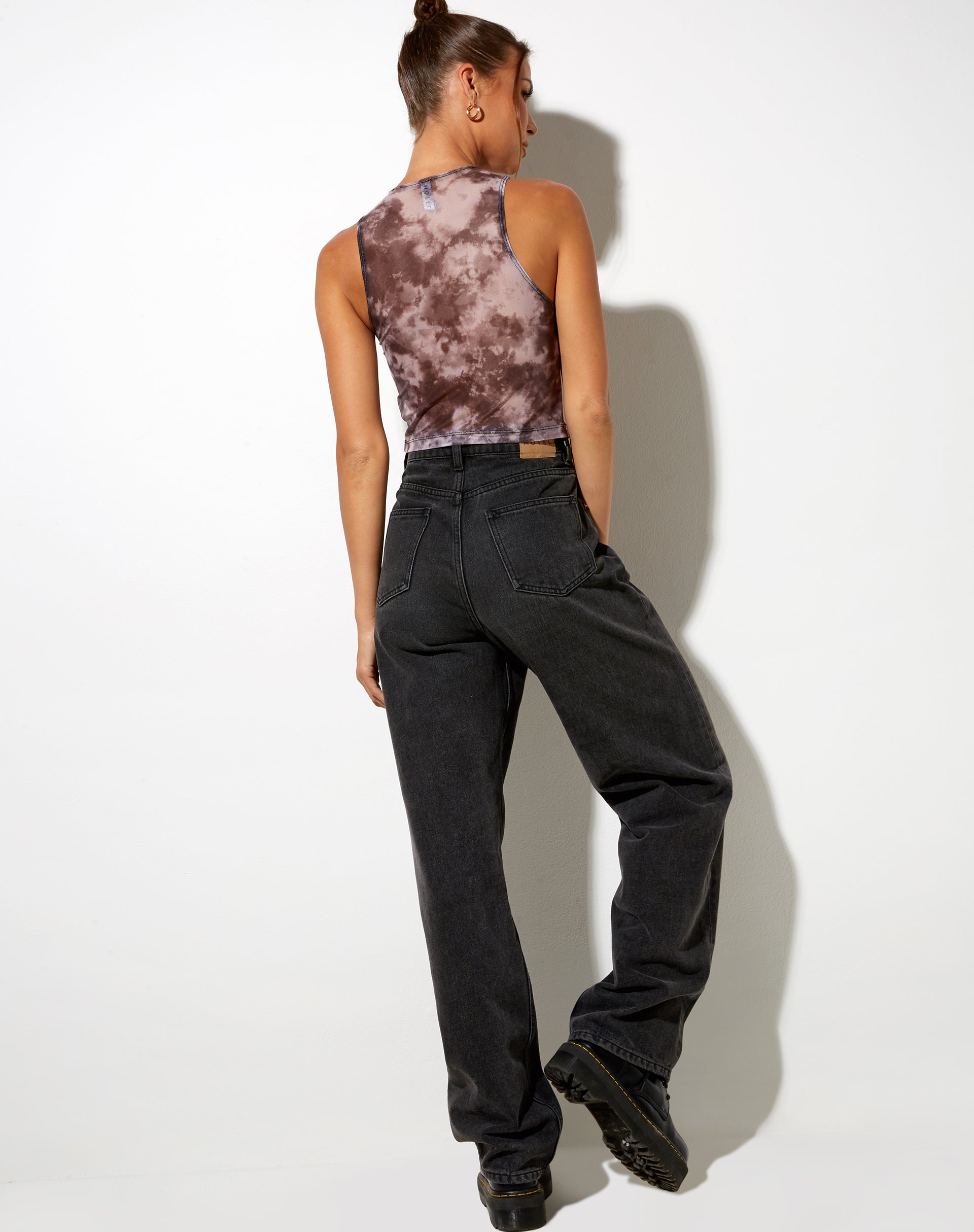 Image of Barika Top aus Mesh Smoke Schwarz Grau