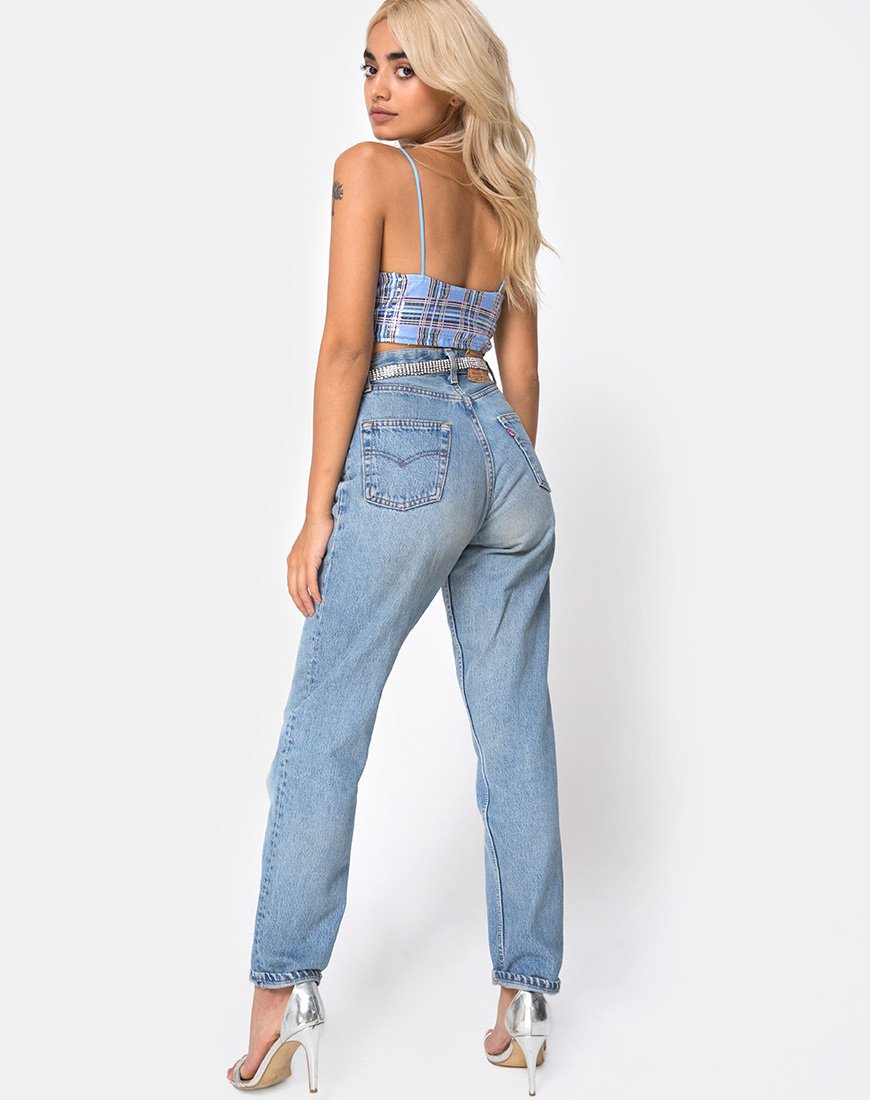 Image of Barilla Crop Top im 90er-Jahre-Karo mit durchsichtigen Pailletten