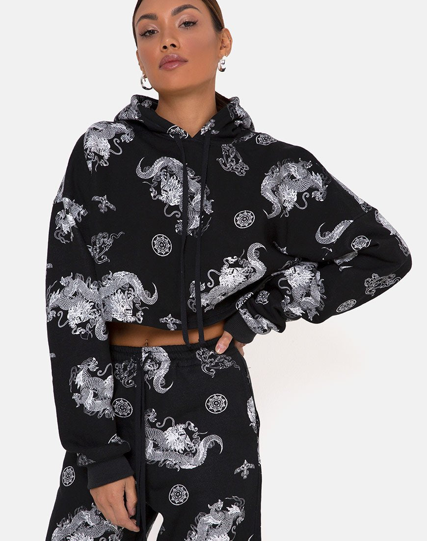 Roky Cropped Hoody aus Dragon Black