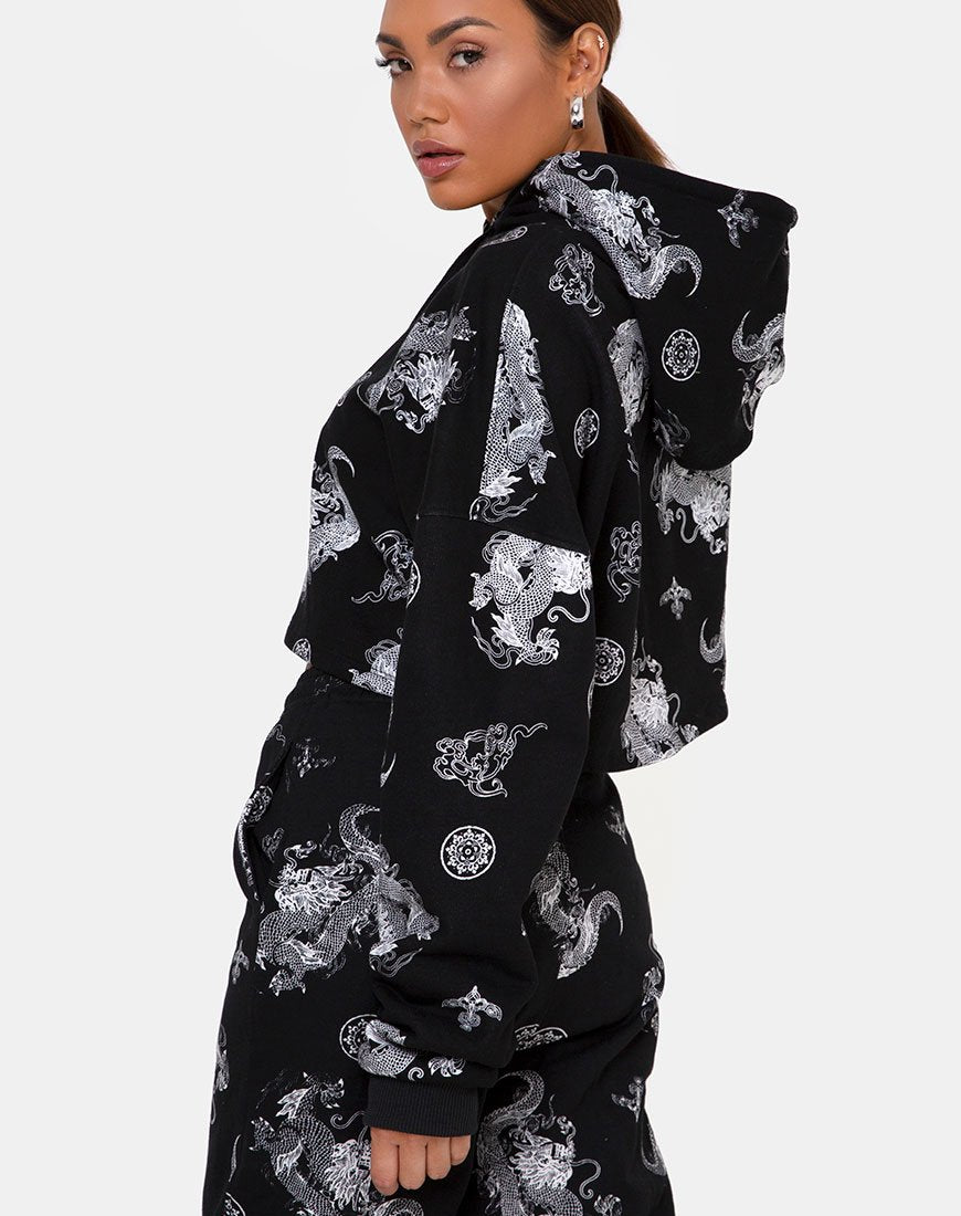 Roky Cropped Hoody aus Dragon Black