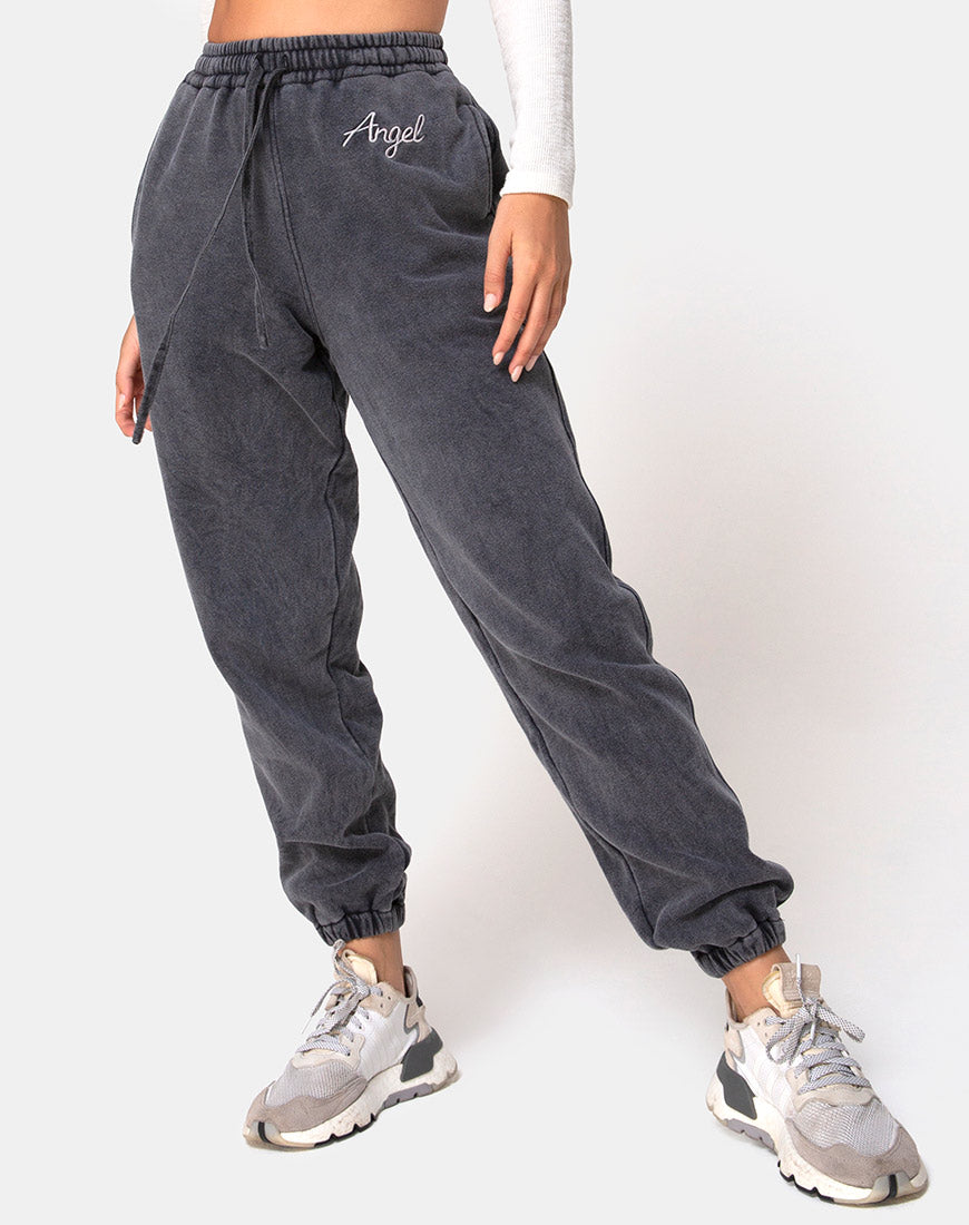 Image of Basta Jogger in Acid Washed Schwarz mit Engelsstickerei
