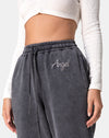 Acid Washed Schwarz mit Engelsstickerei