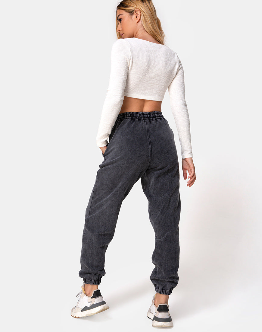 Image of Basta Jogger in Acid Washed Schwarz mit Engelsstickerei
