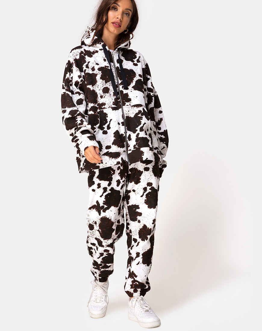 Image of Hollack Zip Hoody aus Kuhfell Braun/Weiß