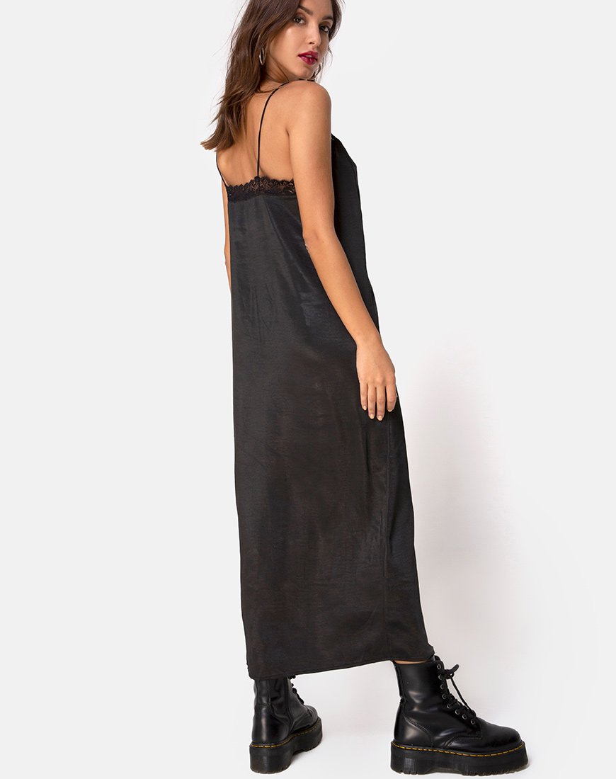 Image of Batilia Maxikleid aus Satin Schwarz