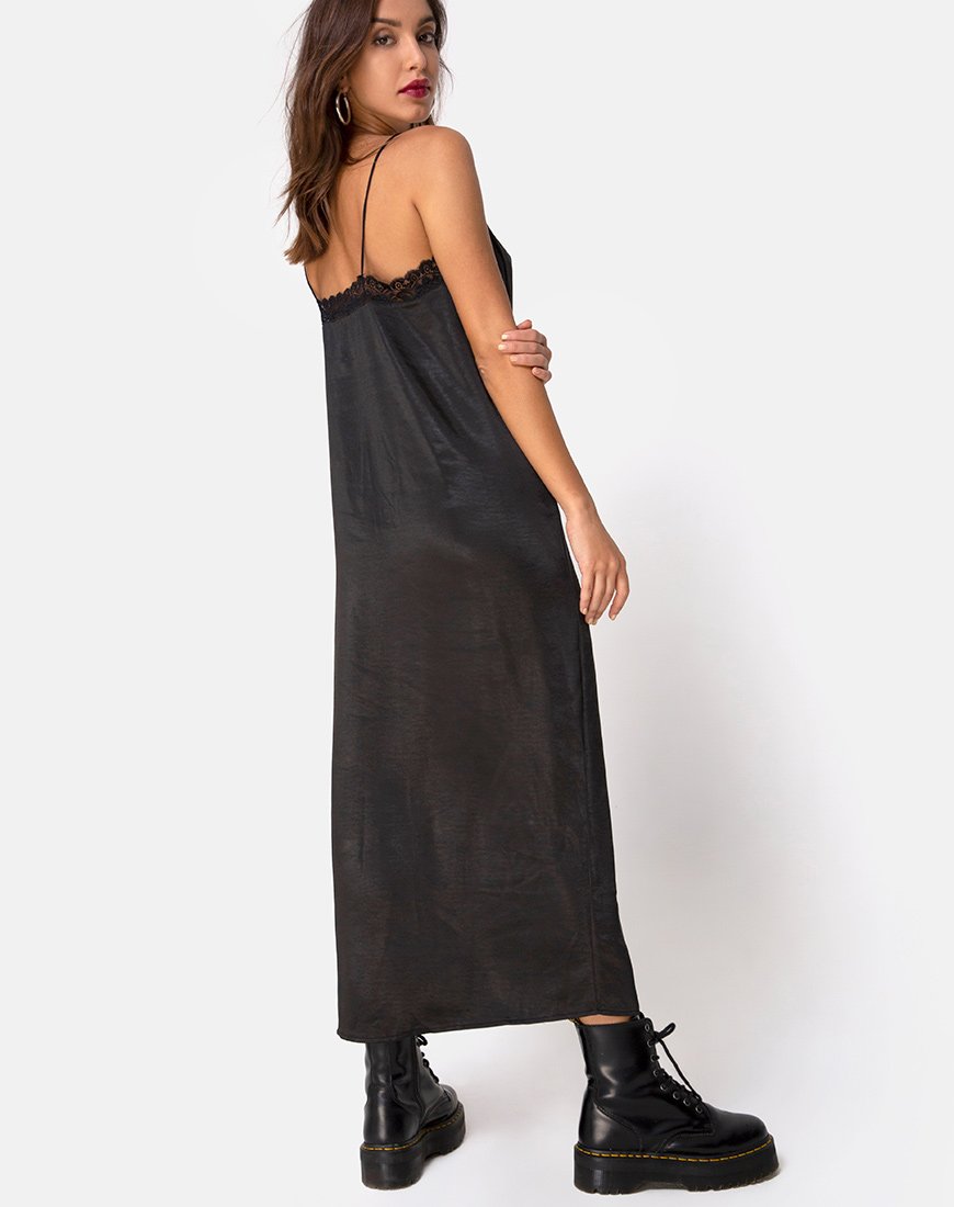 Image of Batilia Maxikleid aus Satin Schwarz