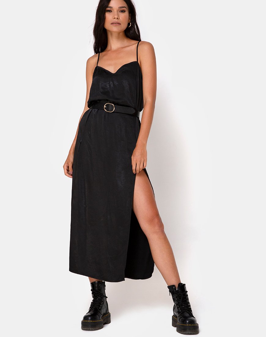 Batis Maxikleid aus Satin Schwarz