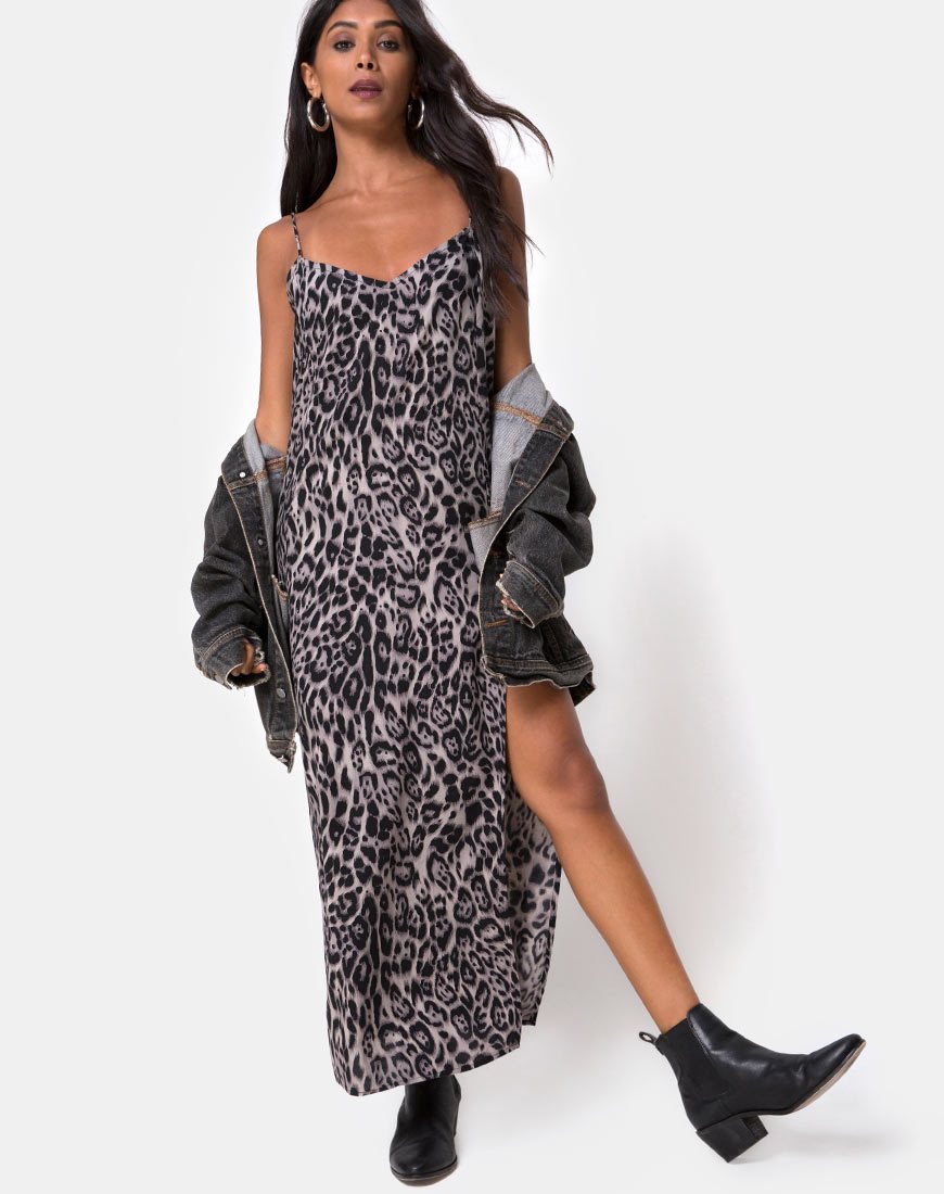 Image of Batis Maxikleid in Leopard Grau