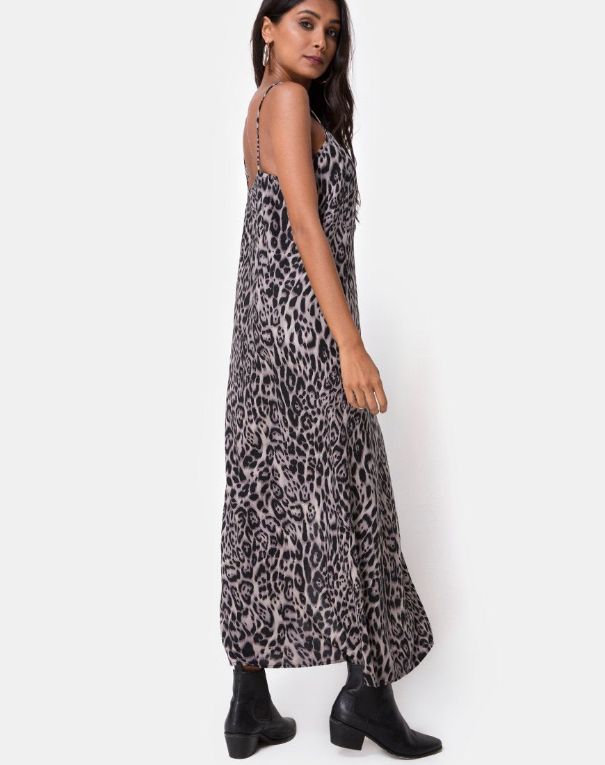 Batis Maxikleid in Leopard Grau