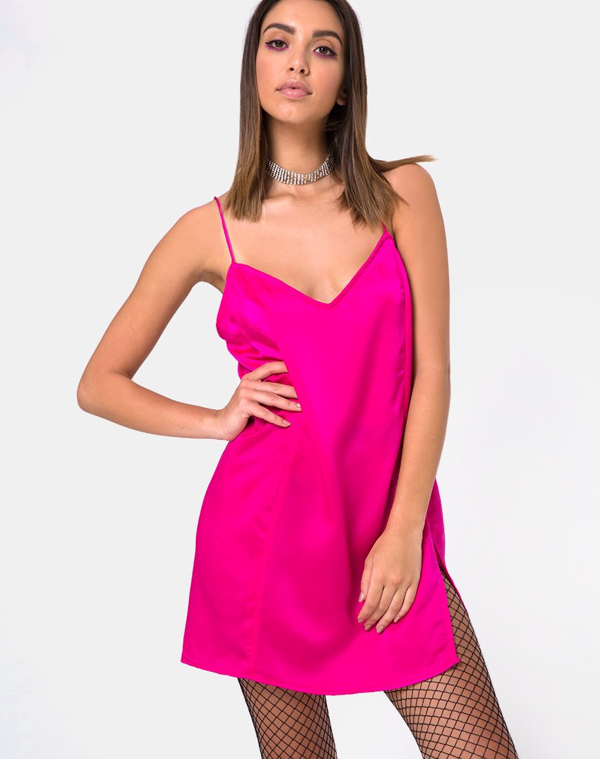 Bild von Batista Slip Dress in Fuchsia Satin Pink