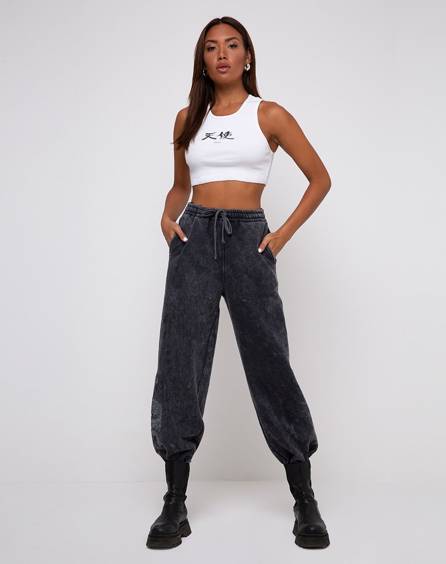Image of Basta Jogger in Acid Stone Wash mit Drachen-Stickerei