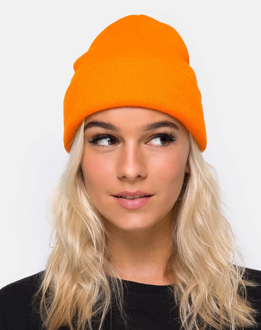 Beanie-Mütze in saurem Orange