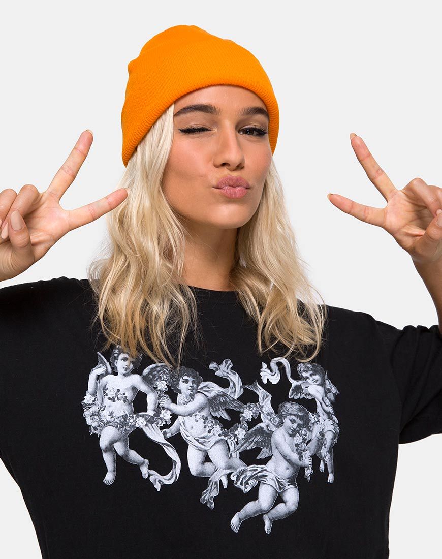 Beanie-Mütze in saurem Orange