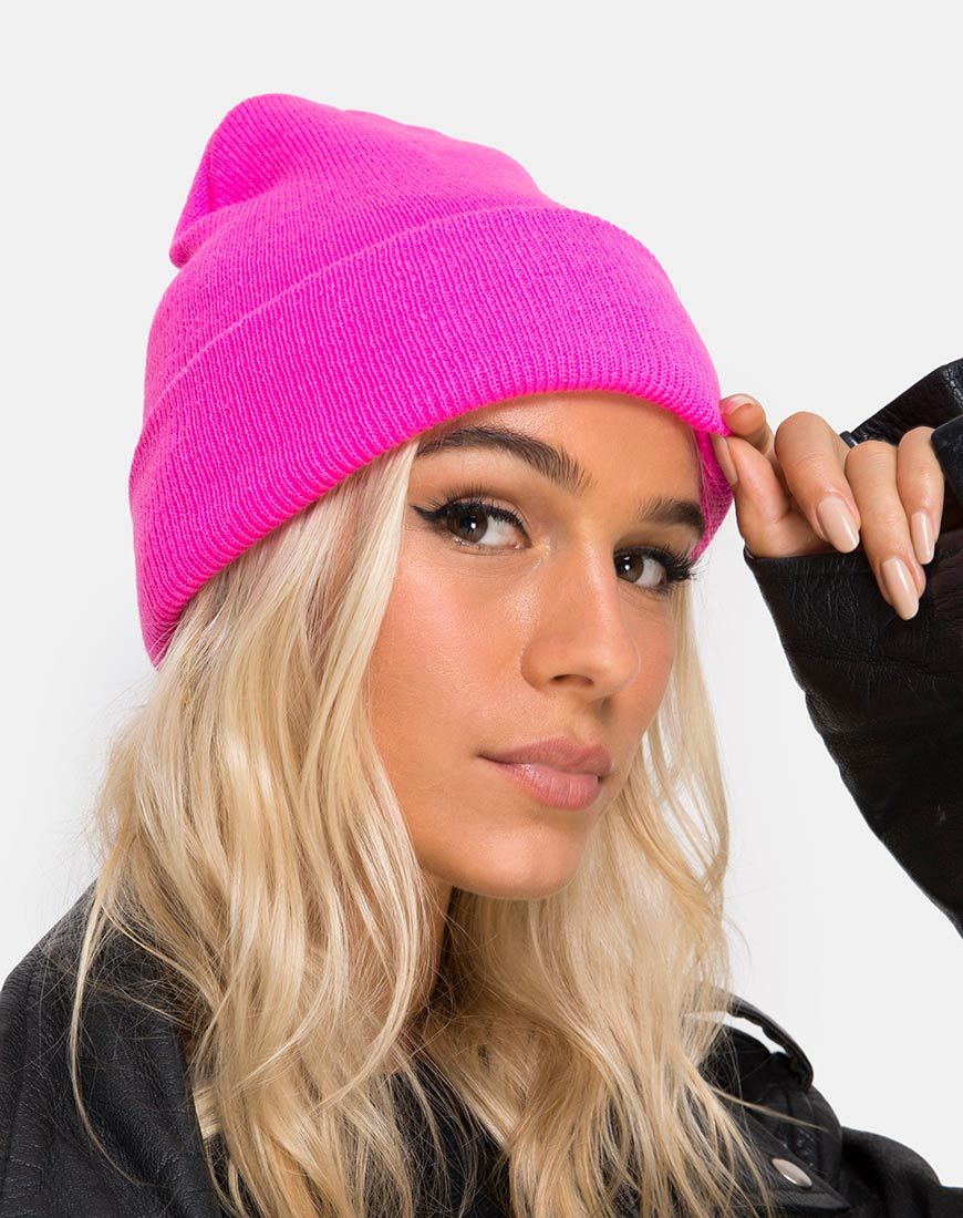 Beanie-Mütze in Rosa