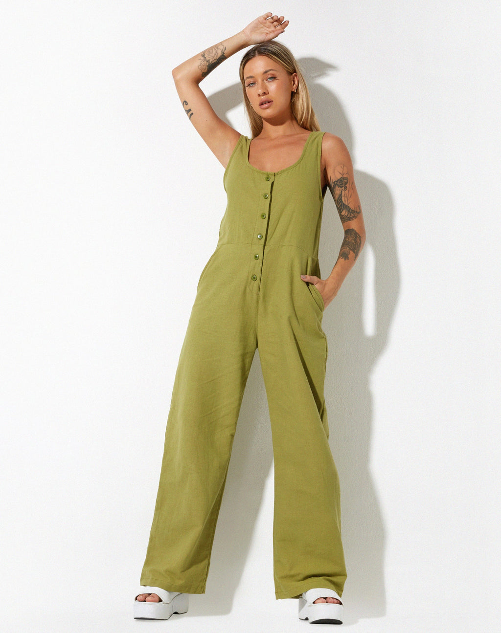 Beatrix Jumpsuit aus Leinen Rami Grün