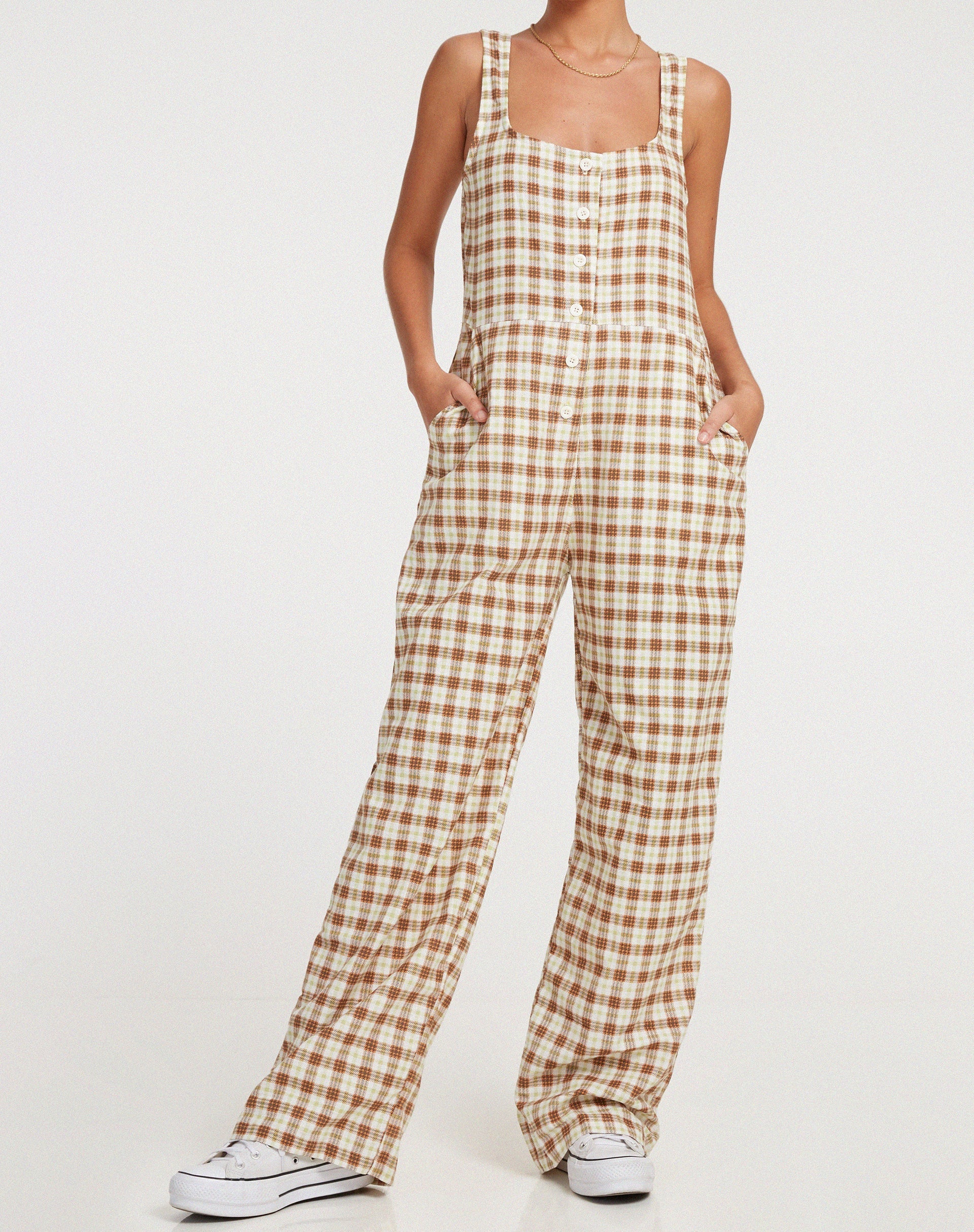 image of Beatrix Jumpsuit in Gelb Braun Karo
