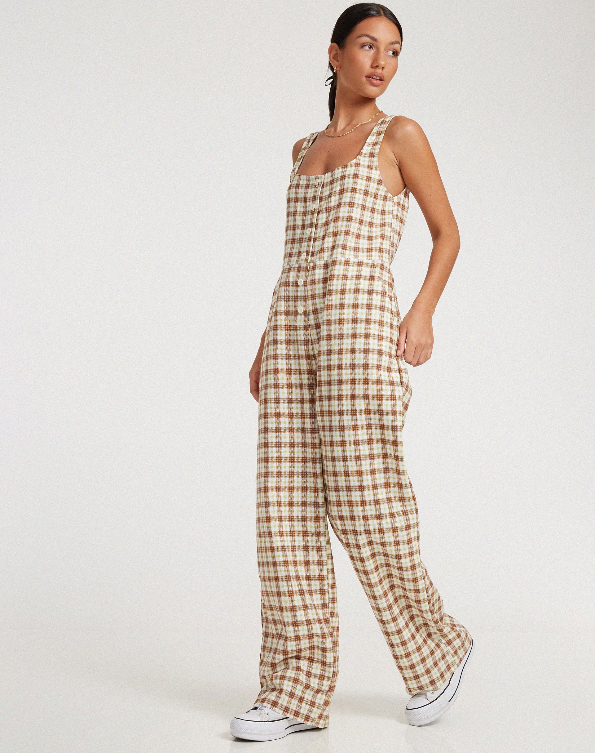 image of Beatrix Jumpsuit in Gelb Braun Karo