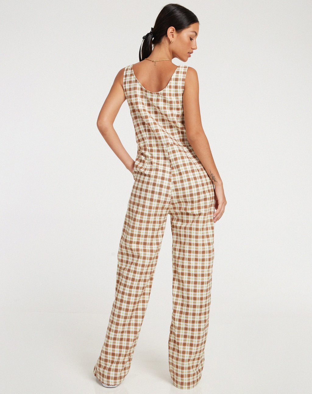 Beatrix Jumpsuit in Gelb Braun Karo