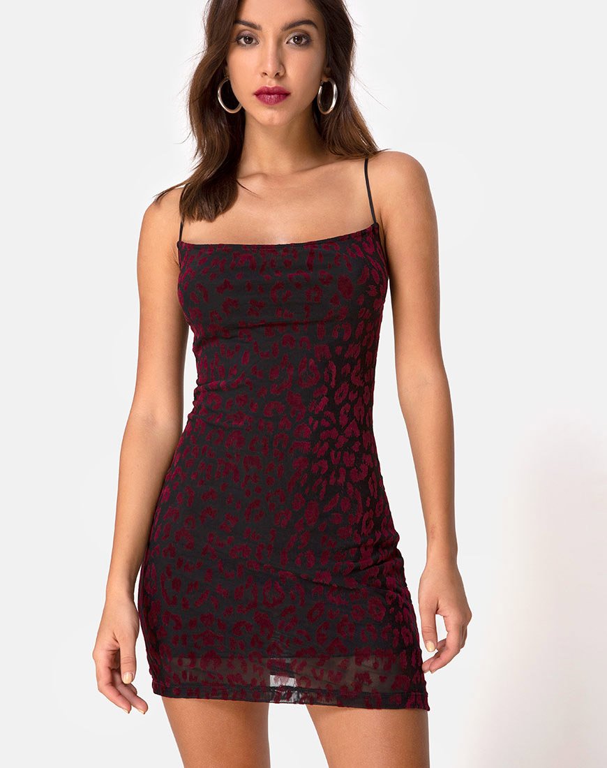 Becky Kleid aus rotem Leopardennetz