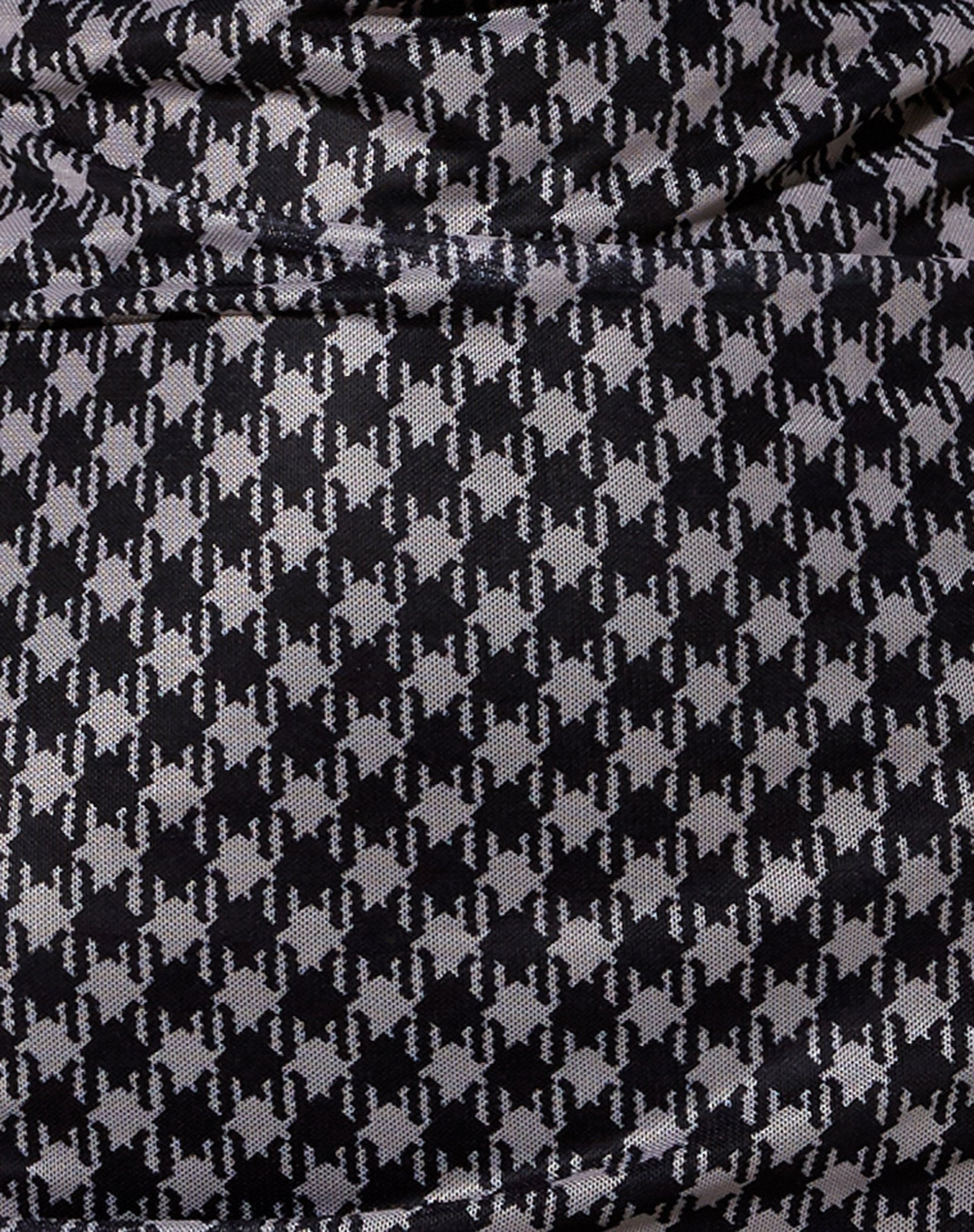 Image of Becky Bodycon Kleid aus Mesh Diagonal Hundezahn Schwarz und Tan
