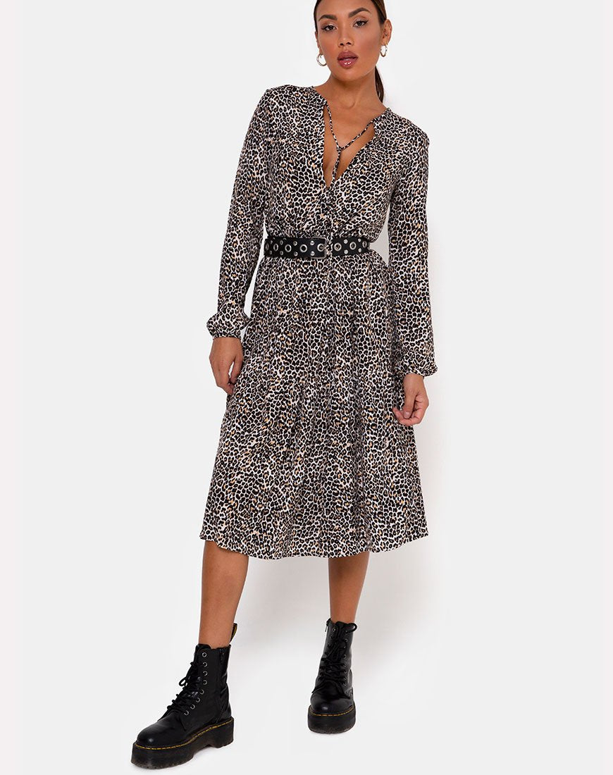 Image of Bello Midikleid in Rar Leopard Braun