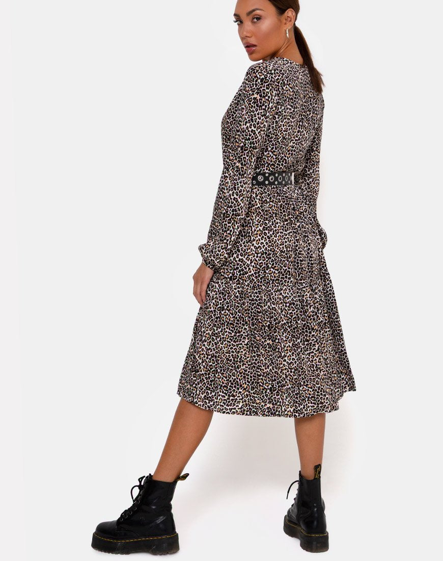 Bello Midikleid in Rar Leopard Braun