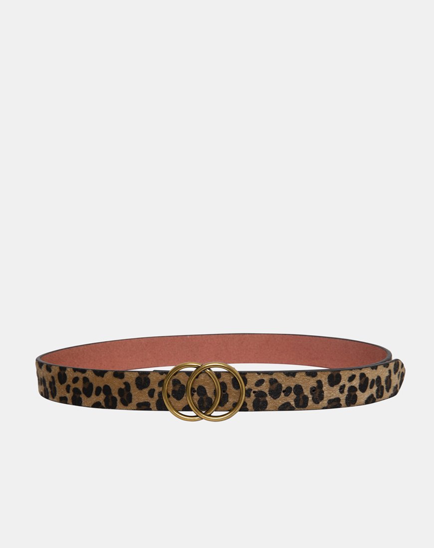 Image of Leopard Ledergürtel mit runder Schnalle