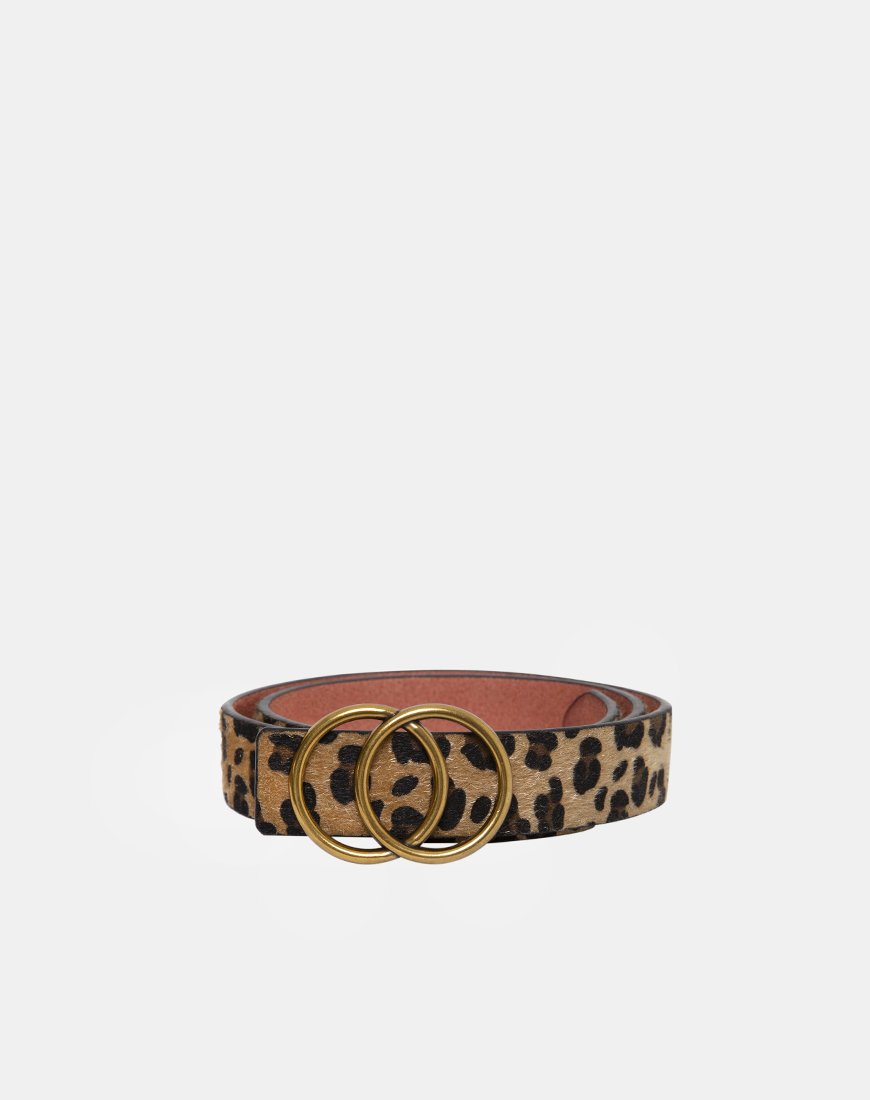 Image of Leopard Ledergürtel mit runder Schnalle