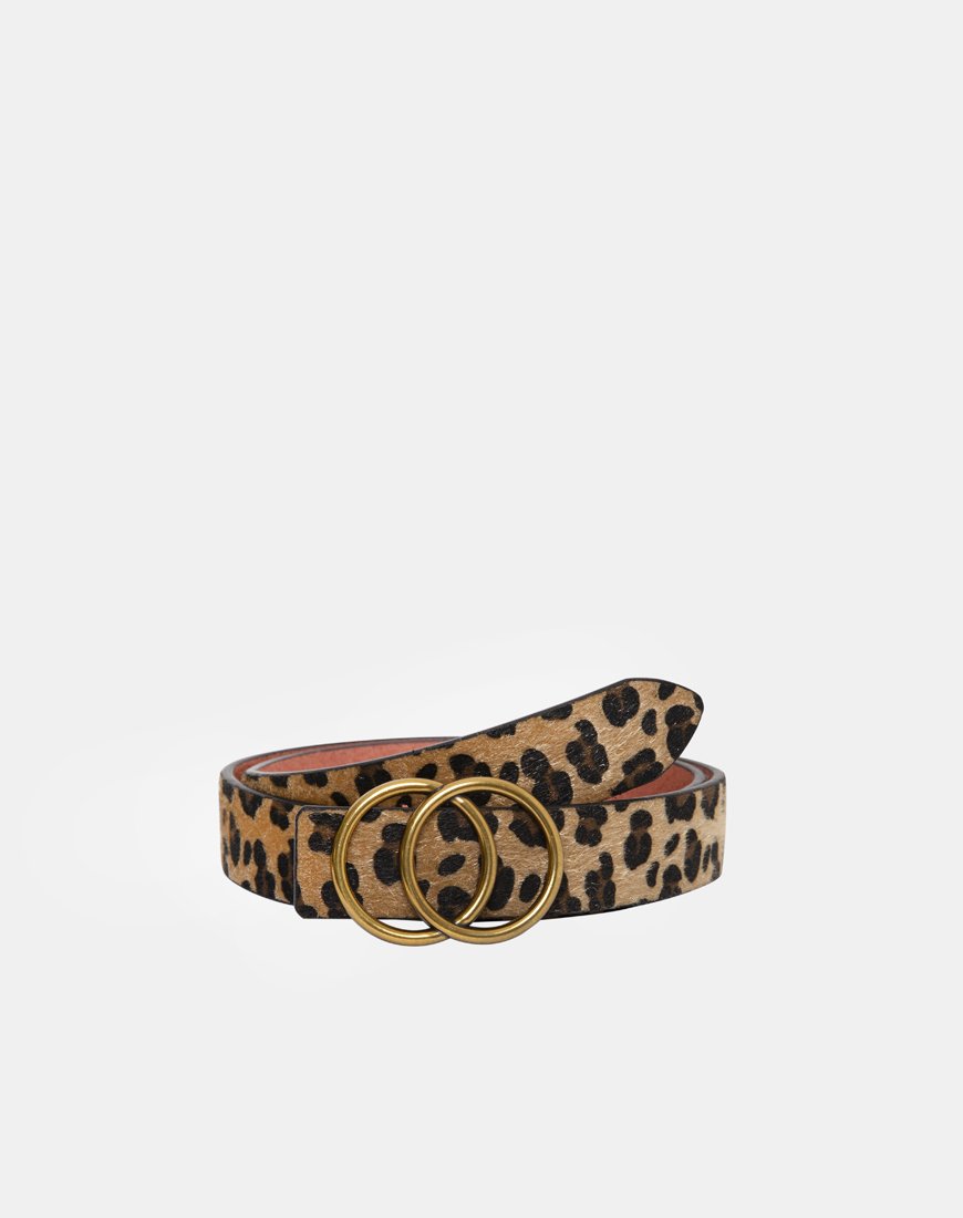 Leoparden Ledergürtel mit runder Schnalle