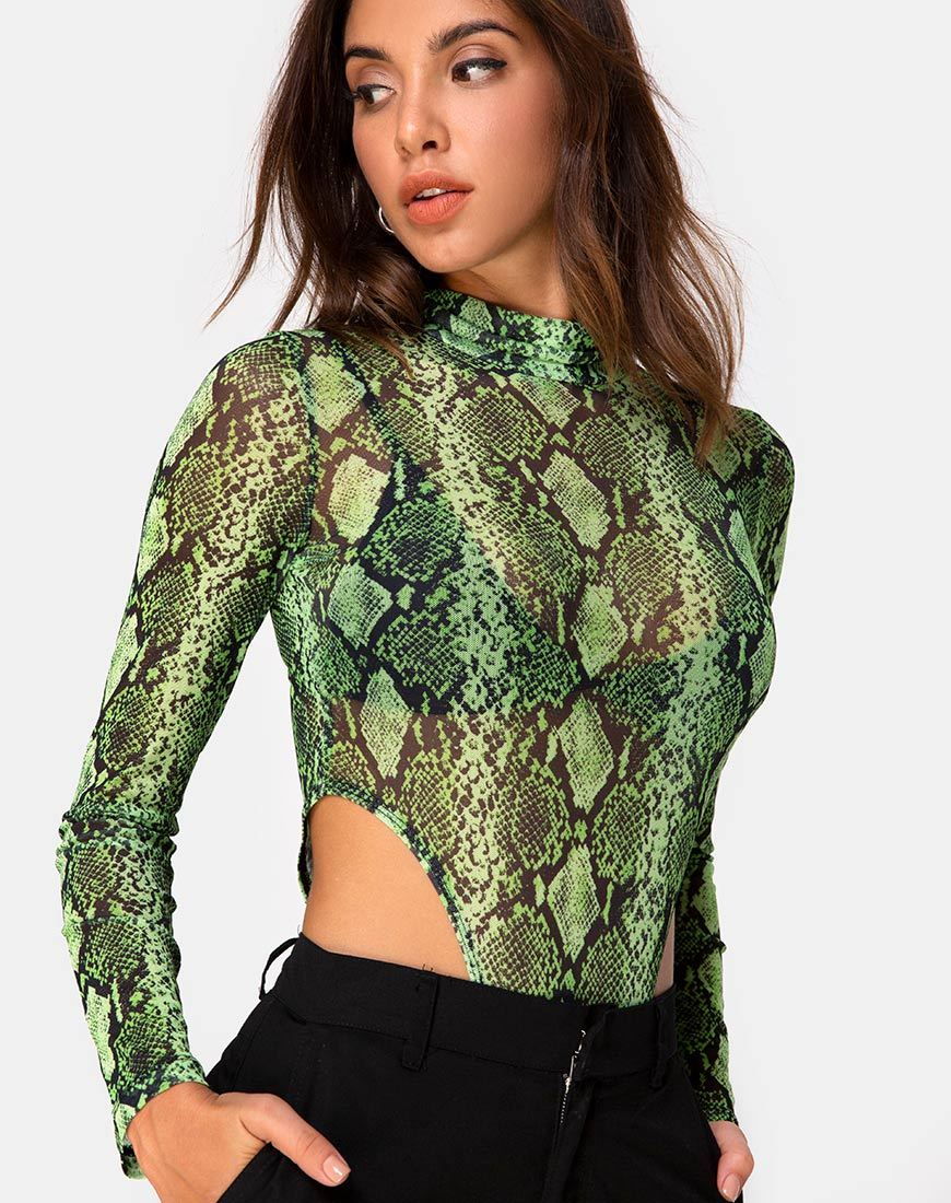 Bild von Berani Mieder in Slime Lime Snake Mesh